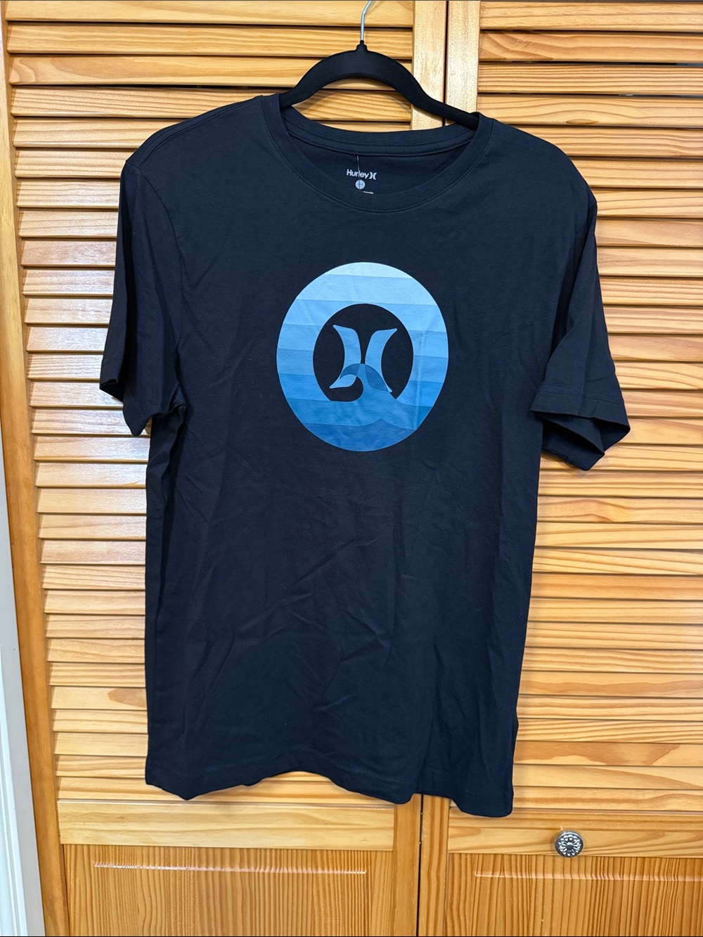 Hurley Black Tee with Blue Gradient Logo